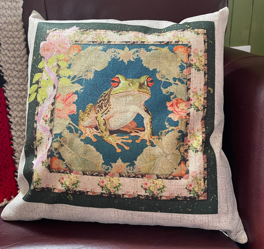 Printed Cushion Vintage Frog