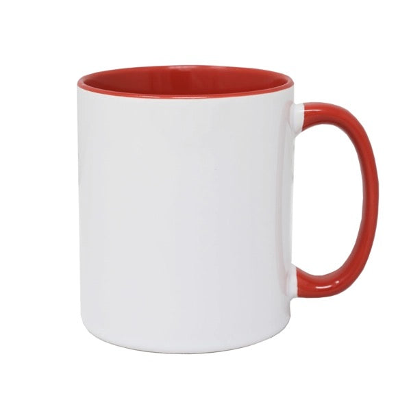 Ceramic Mug with wrap around design Welsh Dragon 1 with red interior and handle