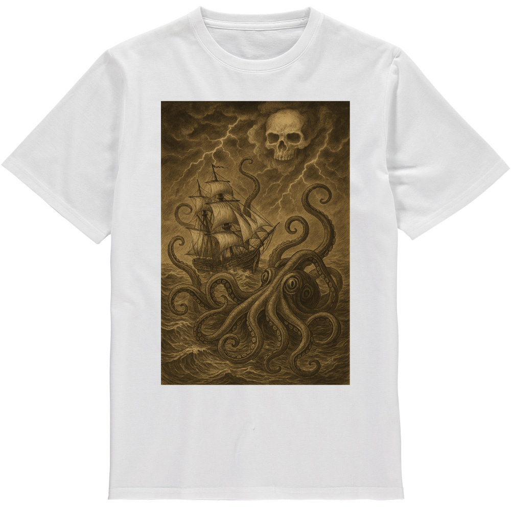 Kraken design, Short sleeve t shirt Mono version